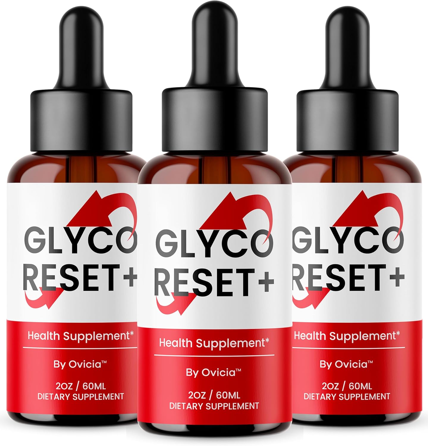 Glyco Reset+ Blood Sugar Support Drops - three bottles